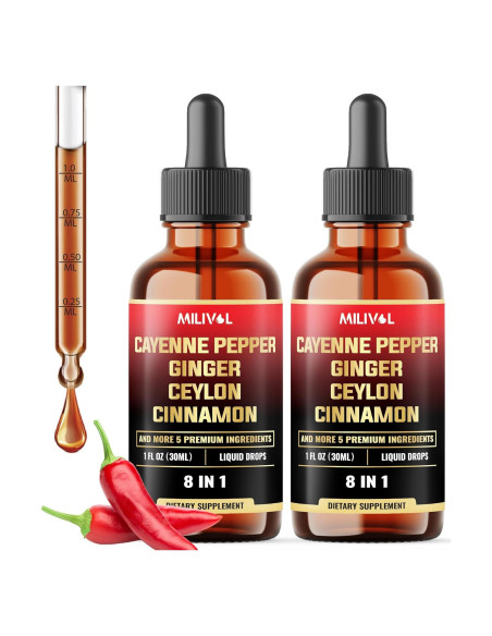 Gotas Líquidas de Pimienta de Cayena Milivol 30ml - 2 Paquetes