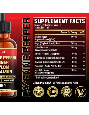 Gotas Líquidas de Pimienta de Cayena Milivol 30ml - 2 Paquetes