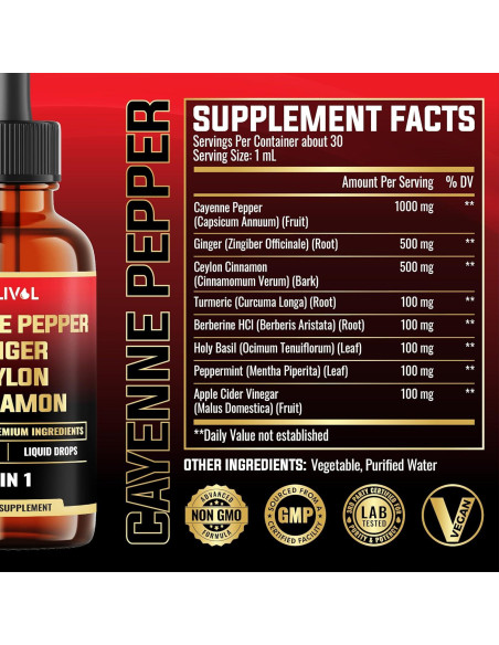 Gotas Líquidas de Pimienta de Cayena Milivol 30ml - 2 Paquetes