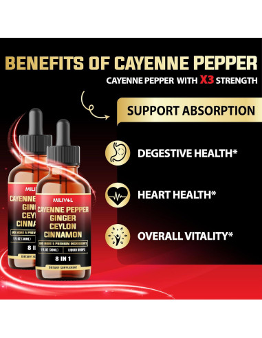 Gotas Líquidas de Pimienta de Cayena Milivol 30ml - 2 Paquetes