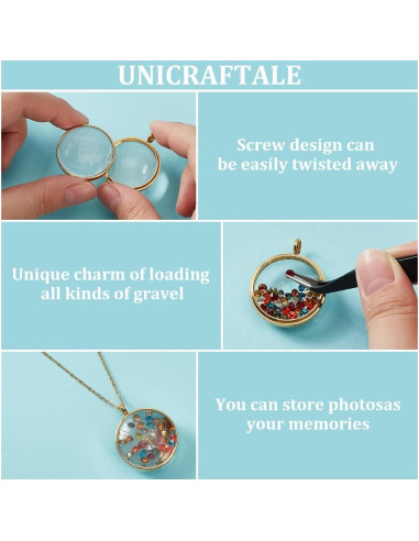 Charm Locket de Memoria UNICRAFTALE 34/29mm Acero Inoxidable Oro 18K