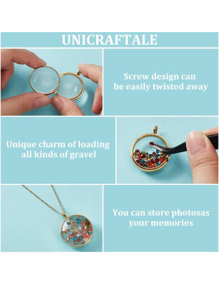 Charm Locket de Memoria UNICRAFTALE 34/29mm Acero Inoxidable Oro 18K