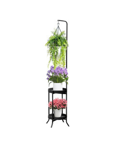 Soporte de Planta Colgante RINBOU 2 Niveles 155 cm Negro