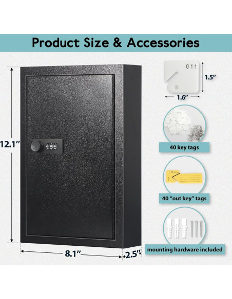 Armario de Llaves KYODOLED con Cerradura para 40 Llaves