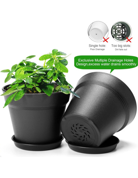 Macetas de Plástico 4 Pulgadas FHWTY - 6 Paquete con Bandeja Macetas de Plástico 4 Pulgadas FHWTY - 6 Paquete con Bandeja