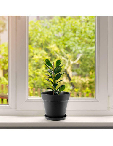 Macetas de Plástico 4 Pulgadas FHWTY - 6 Paquete con Bandeja