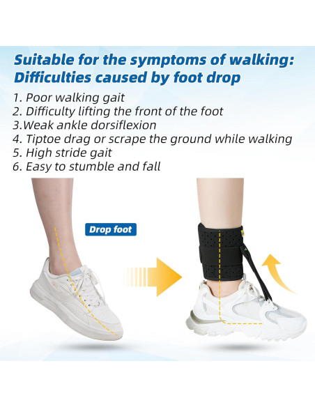 Soporte de Tobillo Tenbon Férula Pie Caído Ajustable Negro