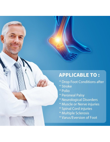 Soporte de Tobillo Tenbon Férula Pie Caído Ajustable Negro