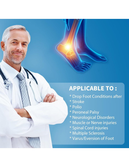 Soporte de Tobillo Tenbon Férula Pie Caído Ajustable Negro