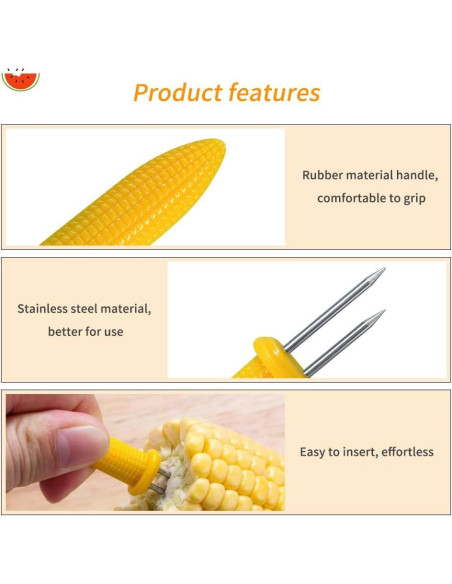 10 Soportes de Acero Inoxidable para Mazorcas de Maíz Laochoes
