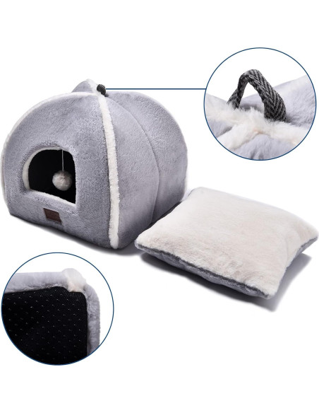 Cama para Gatos WINDRACING 38cm Gris Acolchada y Lavable