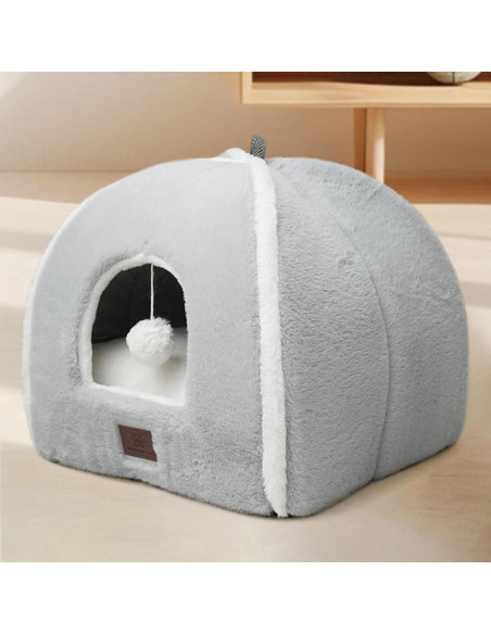 Cama para Gatos WINDRACING 38cm Gris Acolchada y Lavable