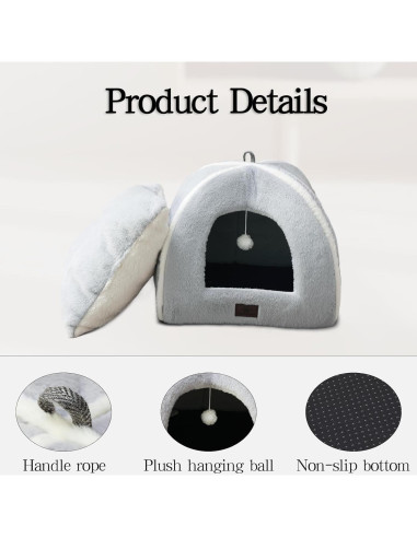 Cama para Gatos WINDRACING 38cm Gris Acolchada y Lavable