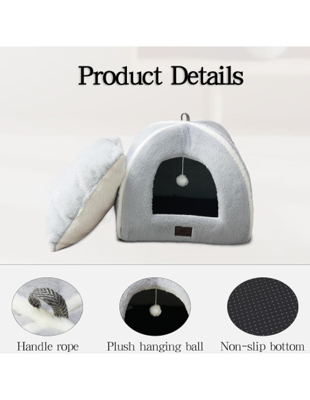 Cama para Gatos WINDRACING 38cm Gris Acolchada y Lavable