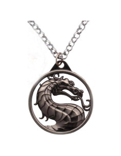 Collar Amuleto Dragón Vintage Mortal Kombat Gris 4.5cm