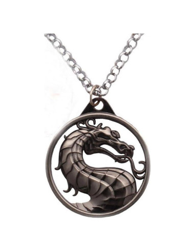 Collar Amuleto Dragón Vintage Mortal Kombat Gris 4.5cm