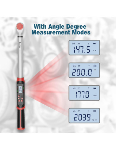 Llave de Torque Digital Leolee 1/2" 10-200 Nm con Alerta LED