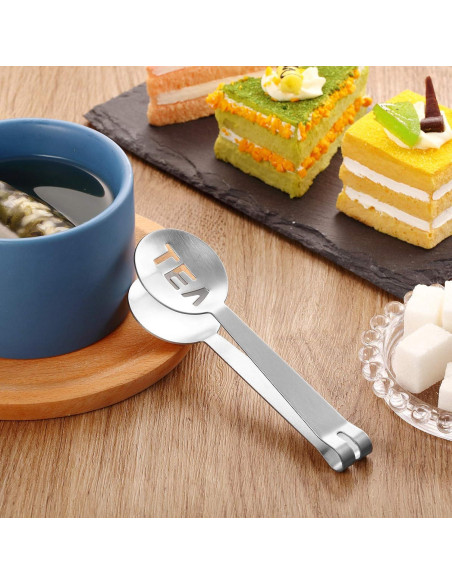 Pinzas exprimidor de bolsa de té acero inoxidable Patelai 4 piezas