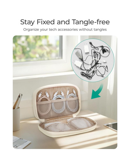 Organizador de Cables BAGSMART Beige 21x13x5 cm Resistente al Agua Organizador de Cables BAGSMART Beige 21x13x5 cm Resistente al Agua