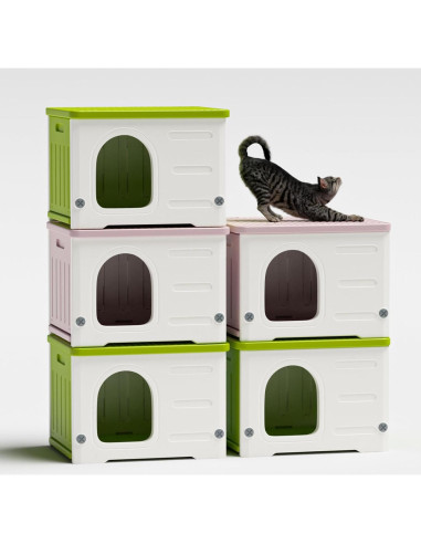 Casa para Gatos TSEHOOHOO Plástico Apilable Verde 55.9x18x43.2cm