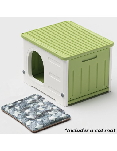 Casa para Gatos TSEHOOHOO Plástico Apilable Verde 55.9x18x43.2cm