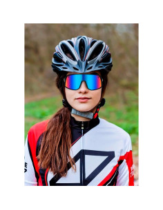Gafas de Ciclismo Polarizadas UV400 TR90 Negras con Lente Azul 2