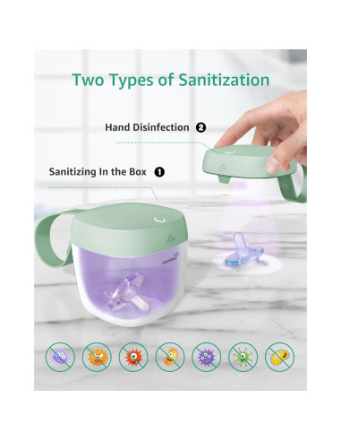 Esterilizador de Chupetes GROWNSY UV Portátil Verde 99.99% Limpio