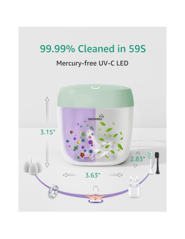 Esterilizador de Chupetes GROWNSY UV Portátil Verde 99.99% Limpio
