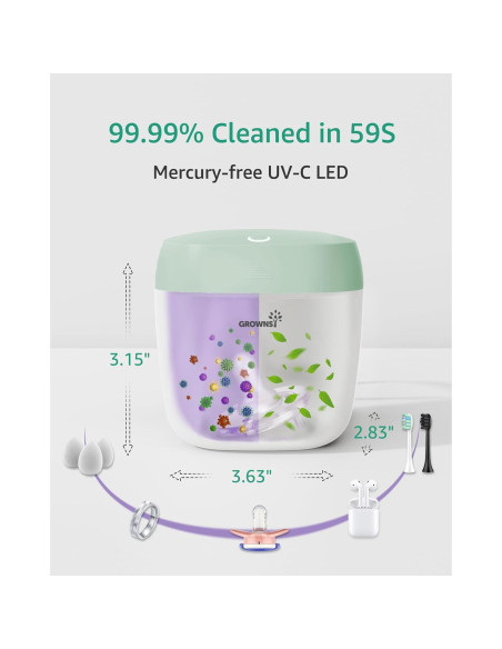 Esterilizador de Chupetes GROWNSY UV Portátil Verde 99.99% Limpio