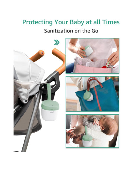 Esterilizador de Chupetes GROWNSY UV Portátil Verde 99.99% Limpio