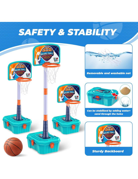 Aro de Baloncesto 4 en 1 ToyUnited Ajustable 64-131 cm
