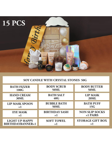 Caja de Regalo de Cumpleaños 15 Piezas para Mujeres y Hombres