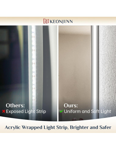 Espejo de Baño Iluminado LED Keonjinn 91x71 cm 3 Colores