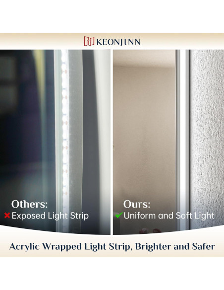 Espejo de Baño Iluminado LED Keonjinn 91x71 cm 3 Colores