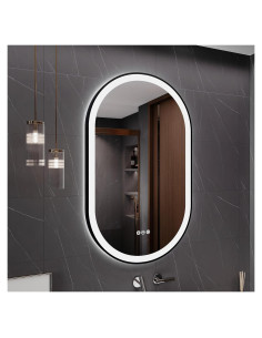 Espejo LED YIDABATH Ovalado 61x102 cm con Marco Negro