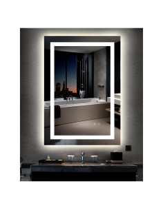 Espejo de Baño LED Ensenior 76.2x91.4cm con Luz Frontal y Trasera