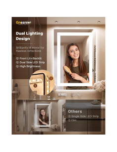 Espejo de Baño LED Ensenior 76.2x91.4cm con Luz Frontal y Trasera 2