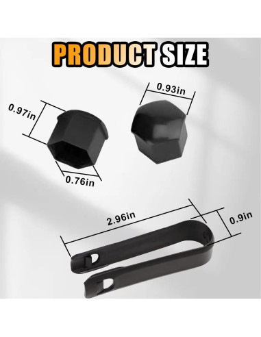 20 Tapas de Tuerca de Rueda JOYCOURT 19mm Universal Plástico