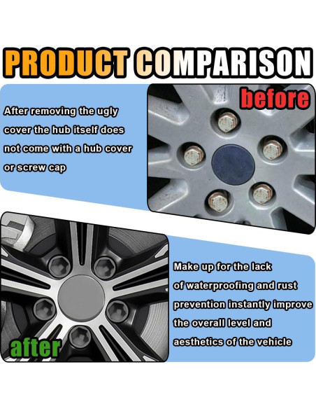 20 Tapas de Tuerca de Rueda JOYCOURT 19mm Universal Plástico