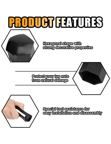 20 Tapas de Tuerca de Rueda JOYCOURT 19mm Universal Plástico