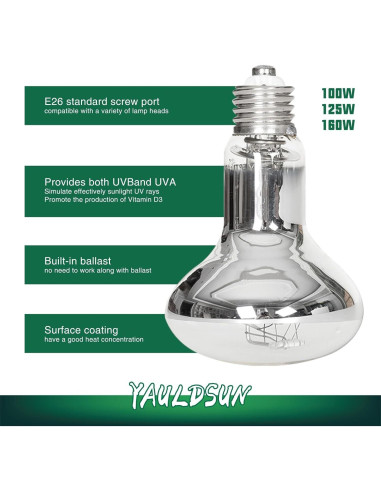 Lámpara de Calor UVB UVA 100W YauldSun para Reptiles