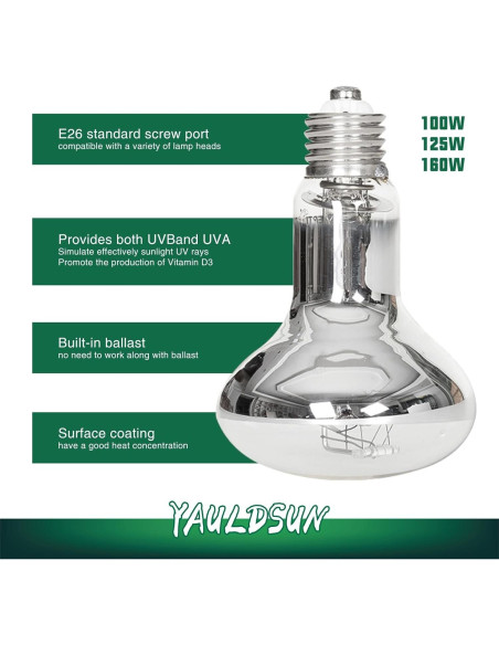 Lámpara de Calor UVB UVA 100W YauldSun para Reptiles
