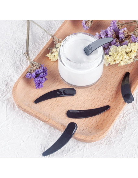 100 Espátulas Cosméticas GOLACKY Mini Cuchara Plástica Negra 100 Espátulas Cosméticas GOLACKY Mini Cuchara Plástica Negra