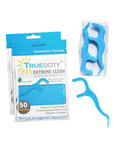 Hilos Dentales Trueocity 2 en 1 con Palillos - 100 Unidades