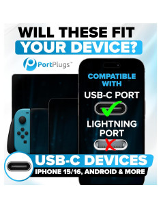 Tapones Antipolvo USB-C PortPlugs - 10 Pares Negros 2