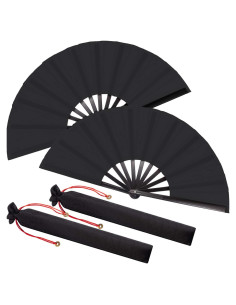 Abanicos de Mano Plegables Maitys 2 Piezas 34x63.5cm Negro