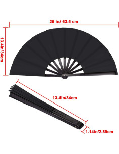 Abanicos de Mano Plegables Maitys 2 Piezas 34x63.5cm Negro 2