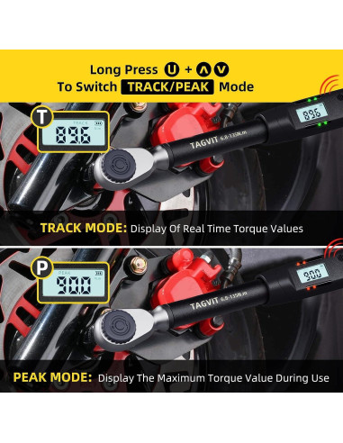 Llave de Torque Digital 1/2" TAGVIT 6.8-135Nm Precisión +/-2%