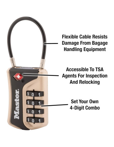Candado de Equipaje Master Lock 4697D TSA 4 Dígitos Personalizado