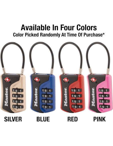 Candado de Equipaje Master Lock 4697D TSA 4 Dígitos Personalizado Candado de Equipaje Master Lock 4697D TSA 4 Dígitos Personalizado